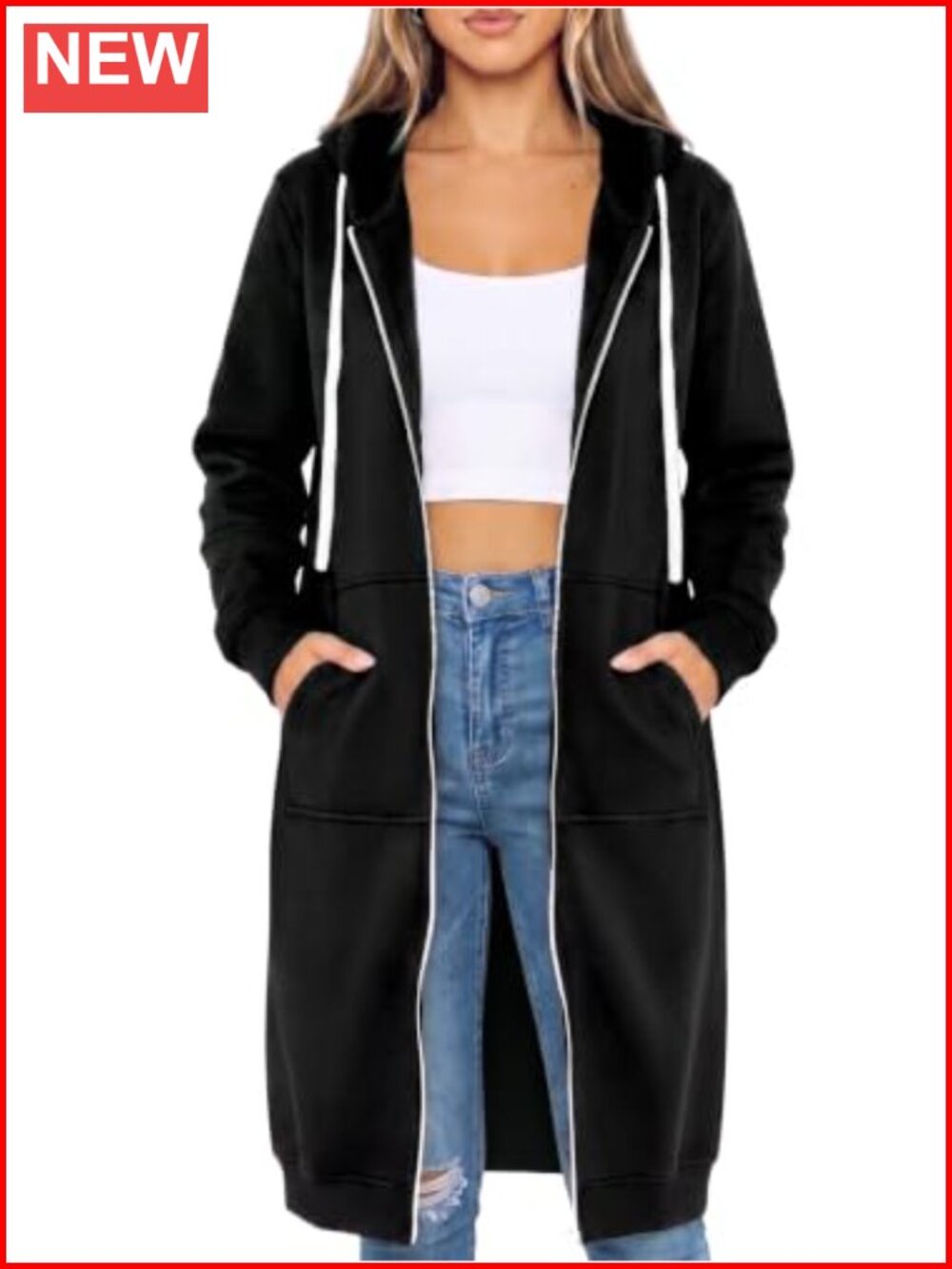 Women's Zip Up Fleece Hoodie Oversized Tunic Sweatshirt with Pockets